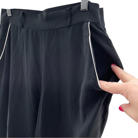 Sezane 100% Silk Lightweight Tapered Ankle Pants Contrast Edging Size 36 US 4 - Picture 3 of 12